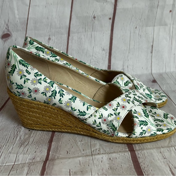Jack Rogers Palmer floral espadrille wedge criss cross open toe shoes Size 8.5 - Picture 1 of 6